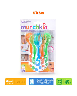 Munchkin Çatal & Kaşık Geçiş Seti | 12 Ay+ | 6 Adet | Çok Renkli | BPA İçermez