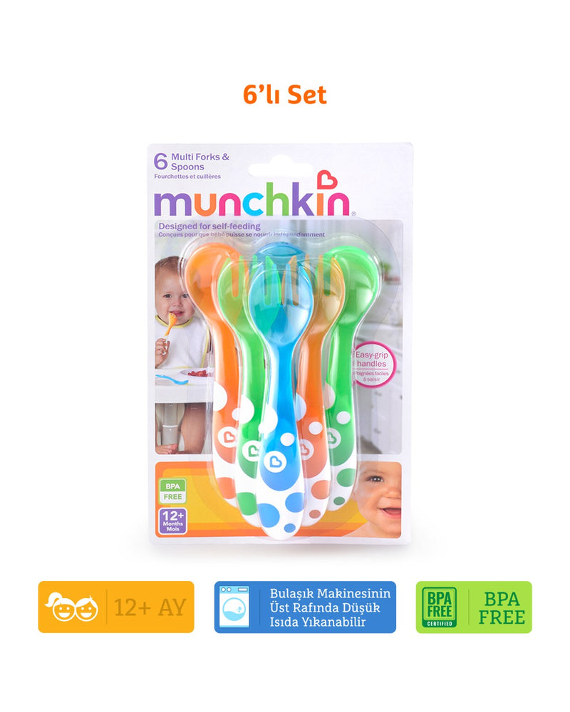 Munchkin Çatal & Kaşık Geçiş Seti | 12 Ay+ | 6 Adet | Çok Renkli | BPA İçermez