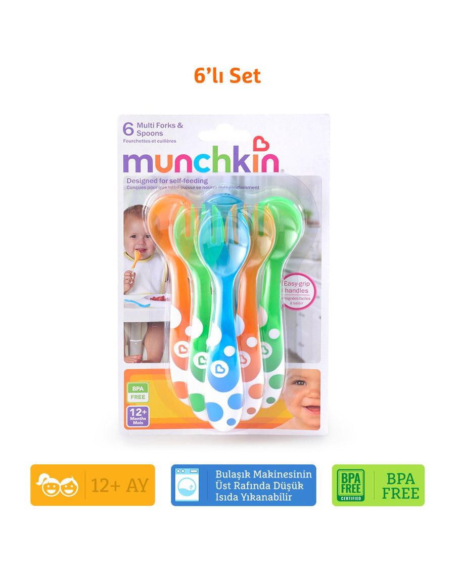 Munchkin Çatal & Kaşık Geçiş Seti | 12 Ay+ | 6 Adet | Çok Renkli | BPA İçermez