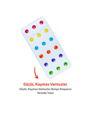 Munchkin Renkli Noktalı Banyo Matı | Kaymaz | 77x36 cm | Bebek ve Çocuk İçin | 1 Adet