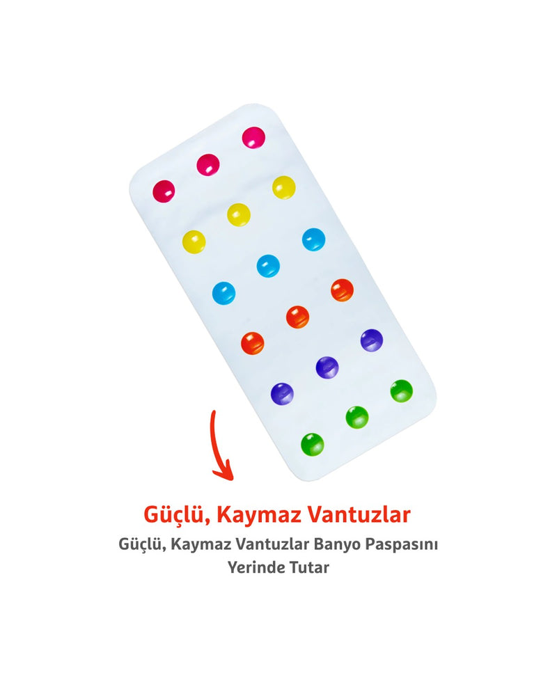 Munchkin Renkli Noktalı Banyo Matı | Kaymaz | 77x36 cm | Bebek ve Çocuk İçin | 1 Adet
