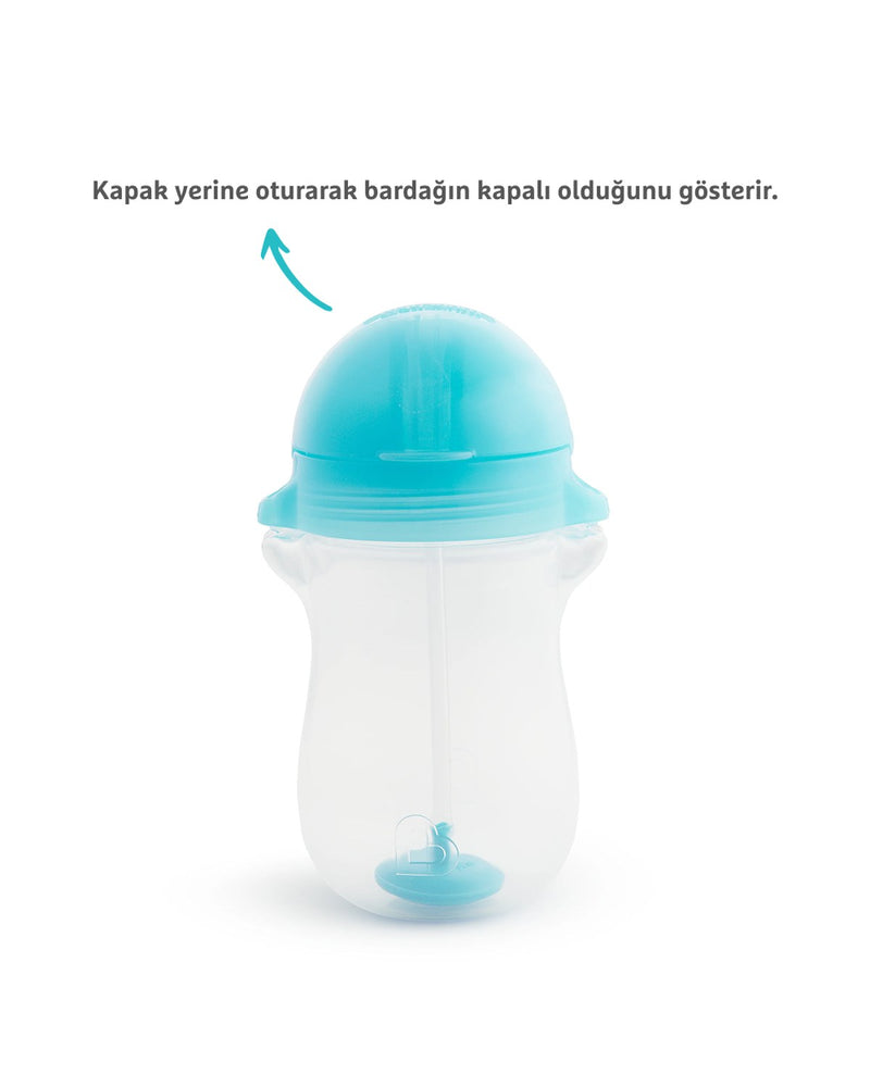 Munchkin Tıklama Kilitli Uçlu Pipetli Alıştırma Bardağı, 12ay+, 296ml, Mavi, 1 Adet