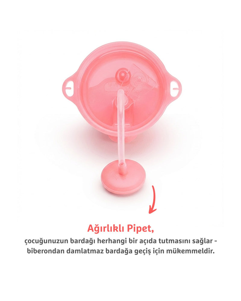 Munchkin Tıklama Kilitli Uçlu Pipetli Alıştırma Bardağı, 12ay+, 296ml, Pembe, 1 Adet