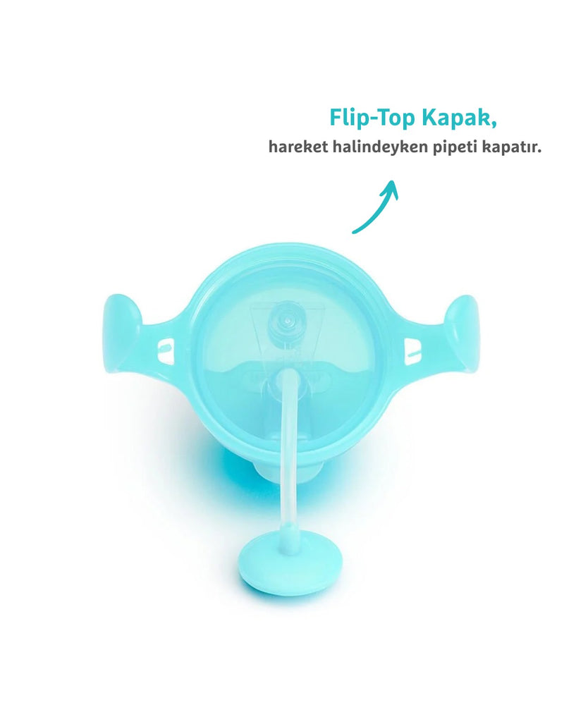 Munchkin Tıklama Kilitli Uçlu Pipetli Alıştırma Bardağı, 6ay+, 207ml, Mavi, 1 Adet