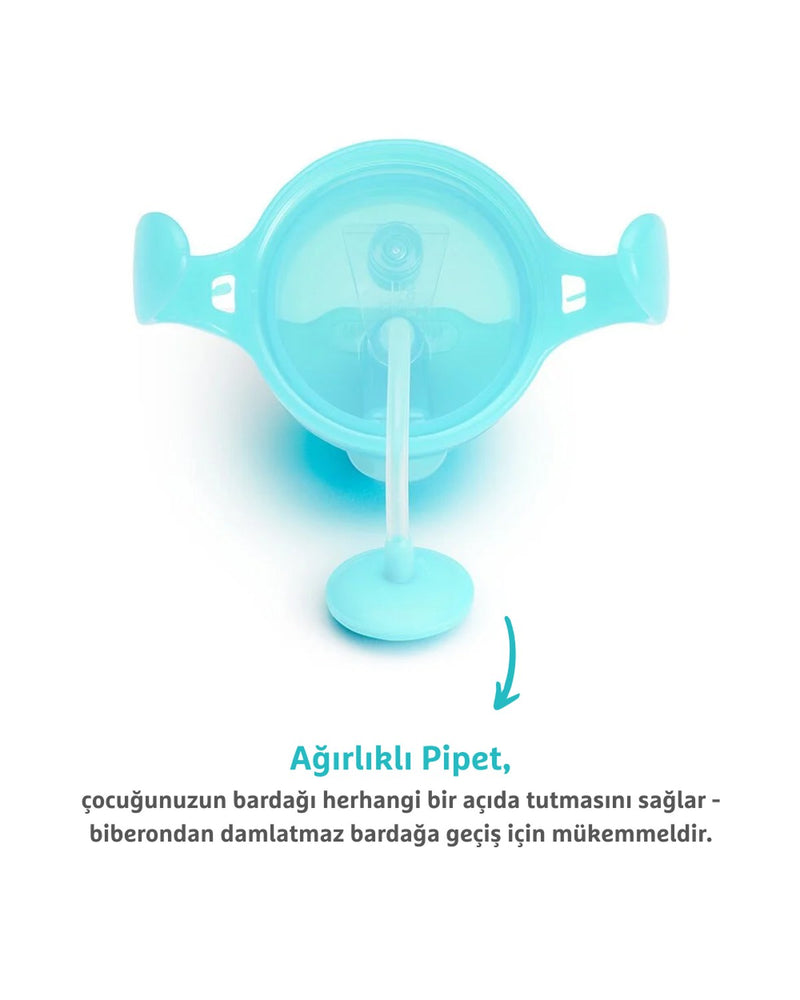 Munchkin Tıklama Kilitli Uçlu Pipetli Alıştırma Bardağı, 6ay+, 207ml, Mavi, 1 Adet