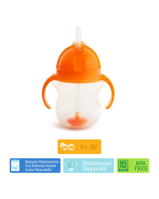 Munchkin Tıklama Kilitli Uçlu Alıştırma Bardağı, 6ay+, 207ml, Turuncu, 1 Adet