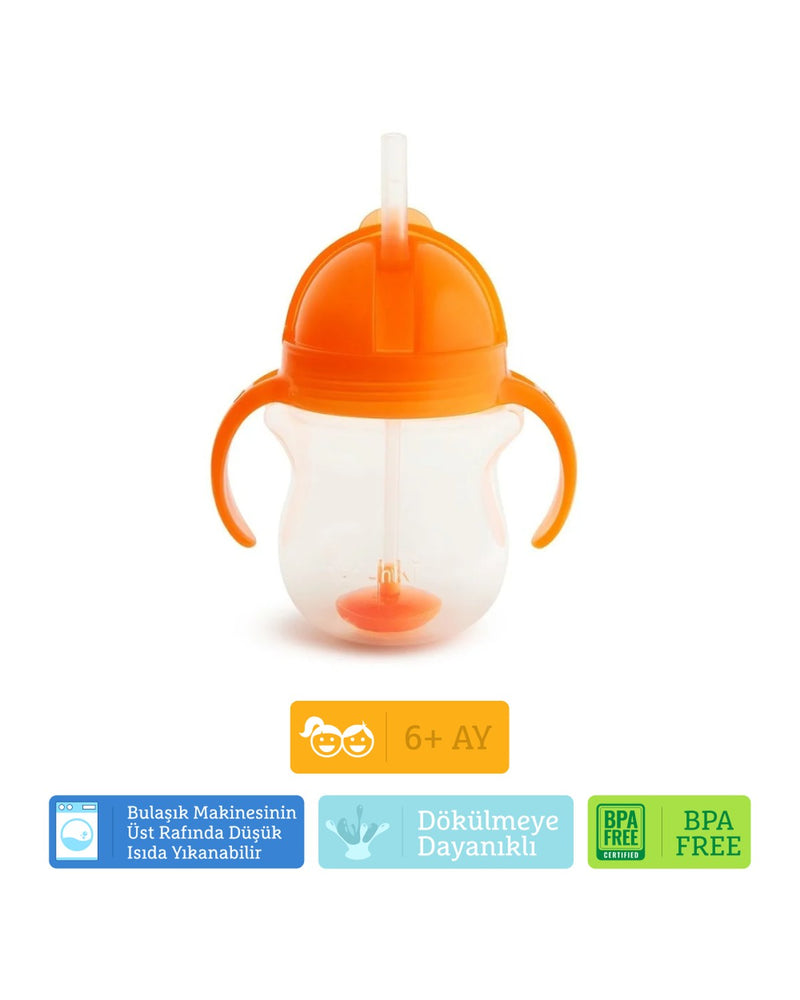 Munchkin Tıklama Kilitli Uçlu Alıştırma Bardağı, 6ay+, 207ml, Turuncu, 1 Adet