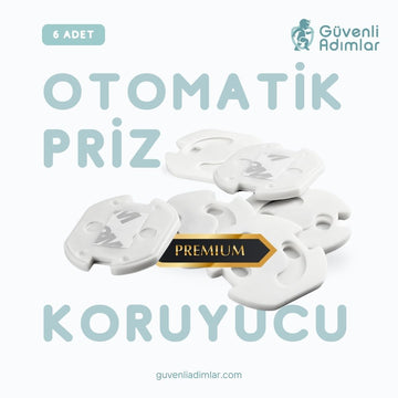 Premium Otomatik Kapanır Priz Koruyucu - 6 Adet - Beyaz