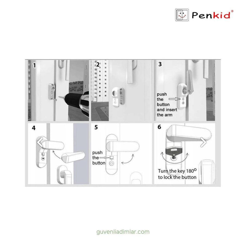 Vidalı & Anahtarlı Pencere Kilidi (Beyaz)