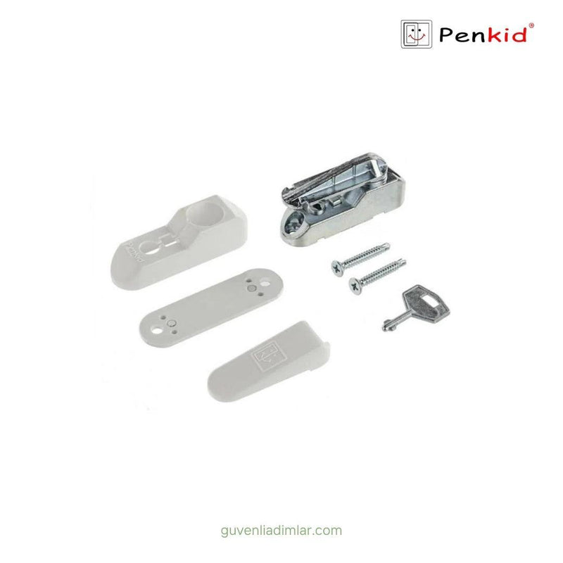 Vidalı & Anahtarlı Pencere Kilidi (Beyaz)