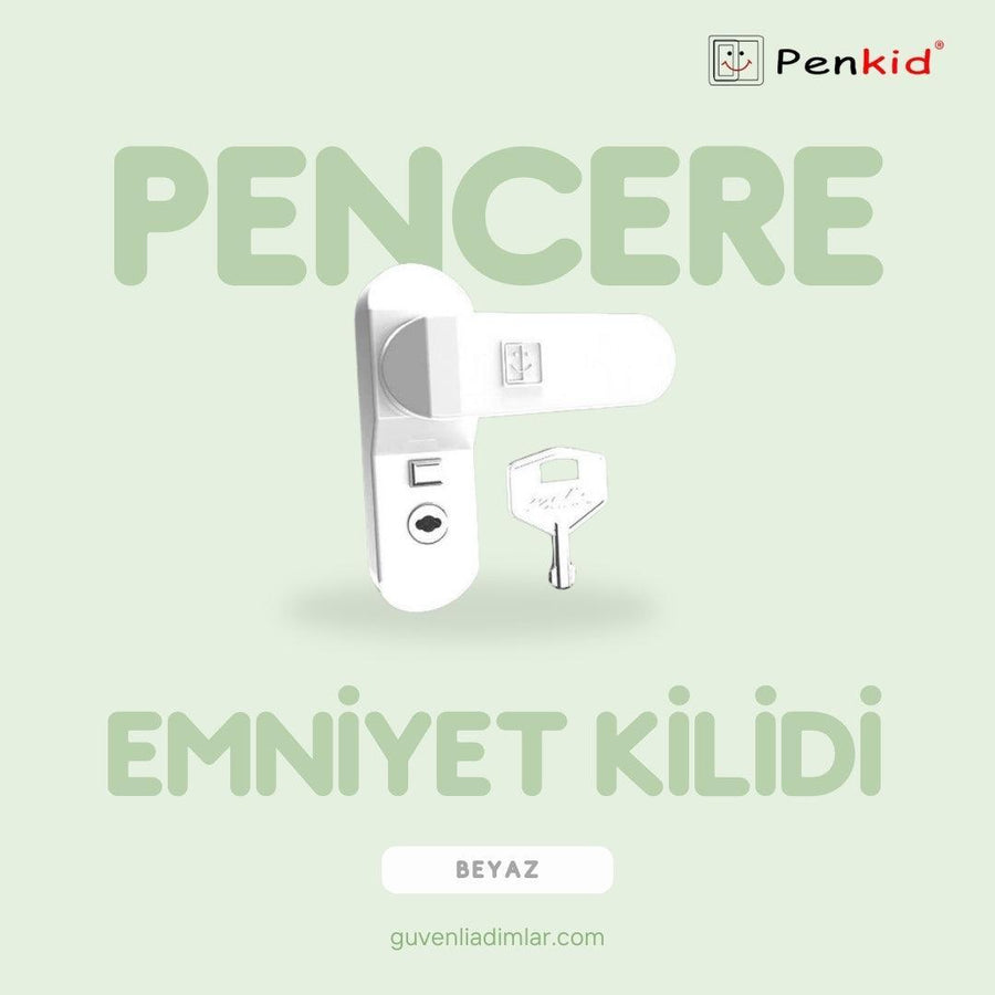 Vidalı & Anahtarlı Pencere Kilidi (Beyaz)