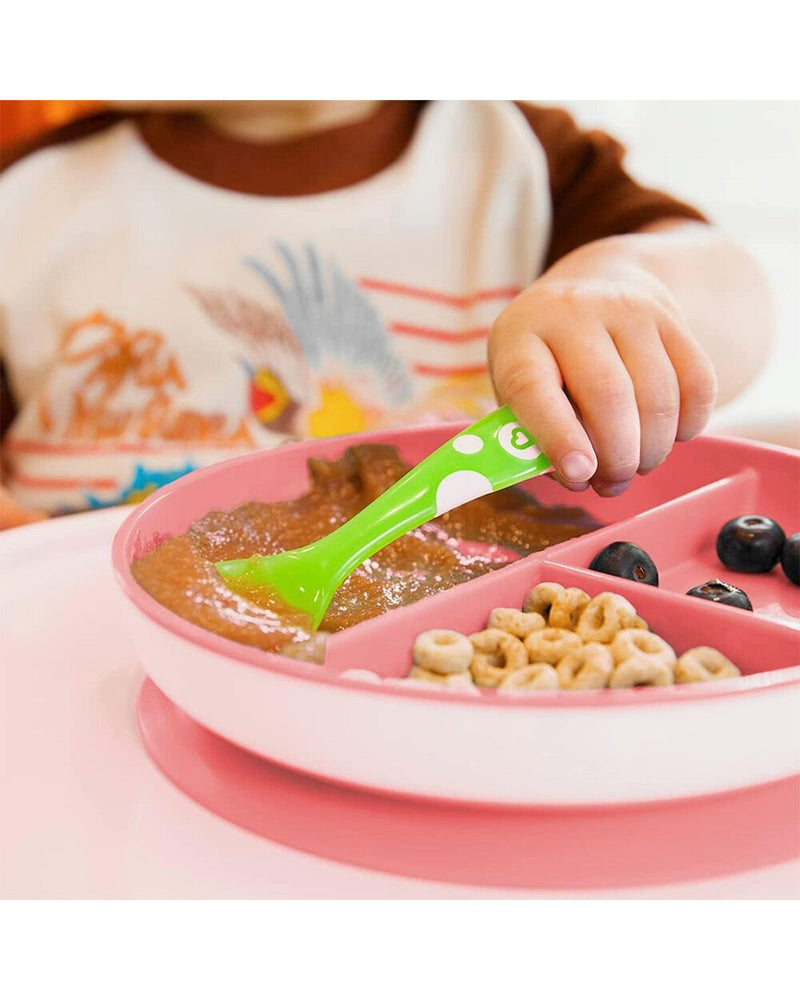 Sabit Vakumlu Beslenme Tabağı &Tıklama Uçlu Pipetli Alıştırma Bardağı 6AY+ PEMBE&MAVİ 2'li Paket