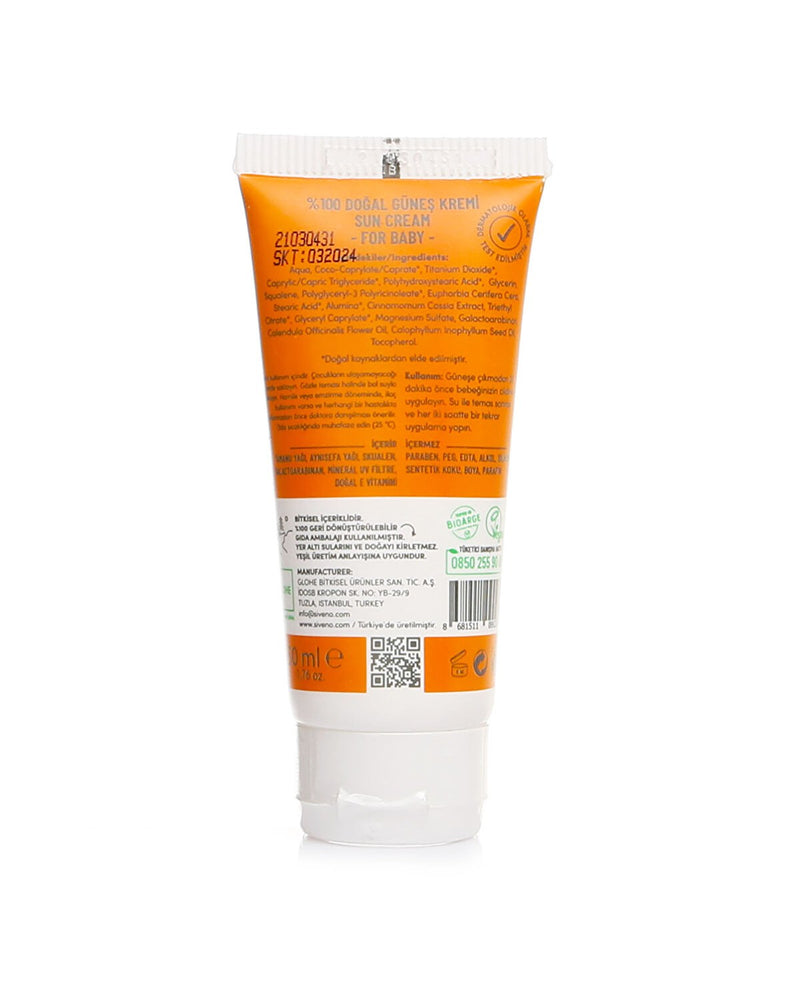 %100 Doğal Bebekler İçin Güneş Kremi 50+F 50 ml