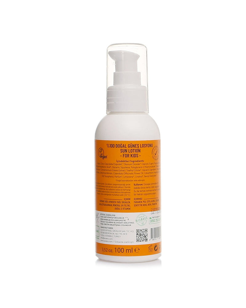 %100 Doğal Çocuklar İçin Güneş Losyonu 50+ Faktör 100 ml