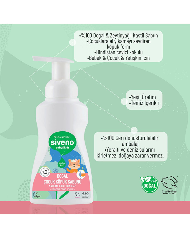Zeytinyağlı Doğal Çocuk Köpük Sabun 250 ml