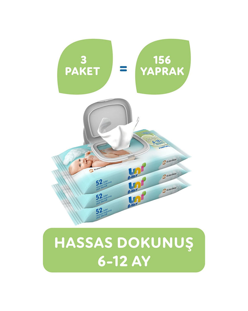Hassas Dokunuş Bebek Islak Mendil 6-12 Ay 3x52 Adet