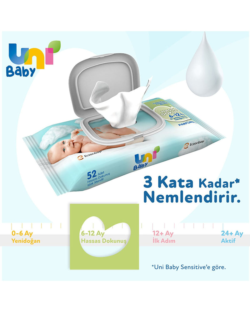 Hassas Dokunuş Bebek Islak Mendil 6-12 Ay 3x52 Adet