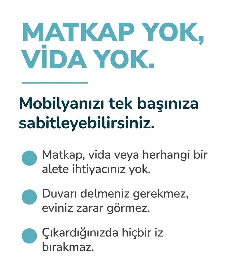 Vidasız Eşya Sabitleme Aparatı